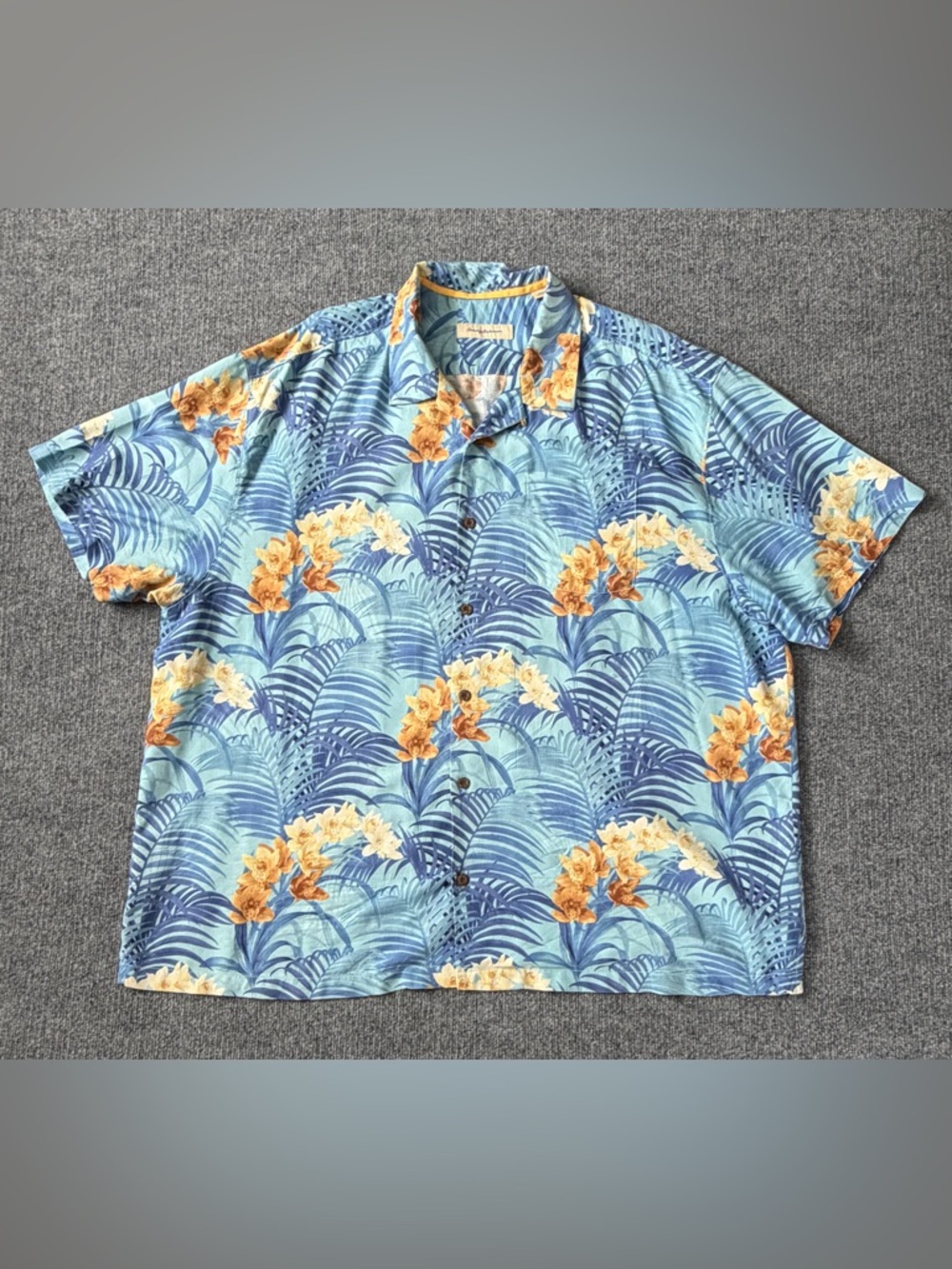 Tommy Bahama 100% Silk Hawaiian Shirt 3XB Big Tall Blue Floral Camp